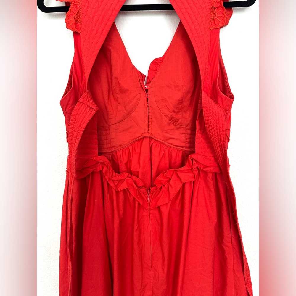 Self-Portrait Broderie Embroidered Lace Red Midi‎ Dress size 6 - Picture 15 of 16
